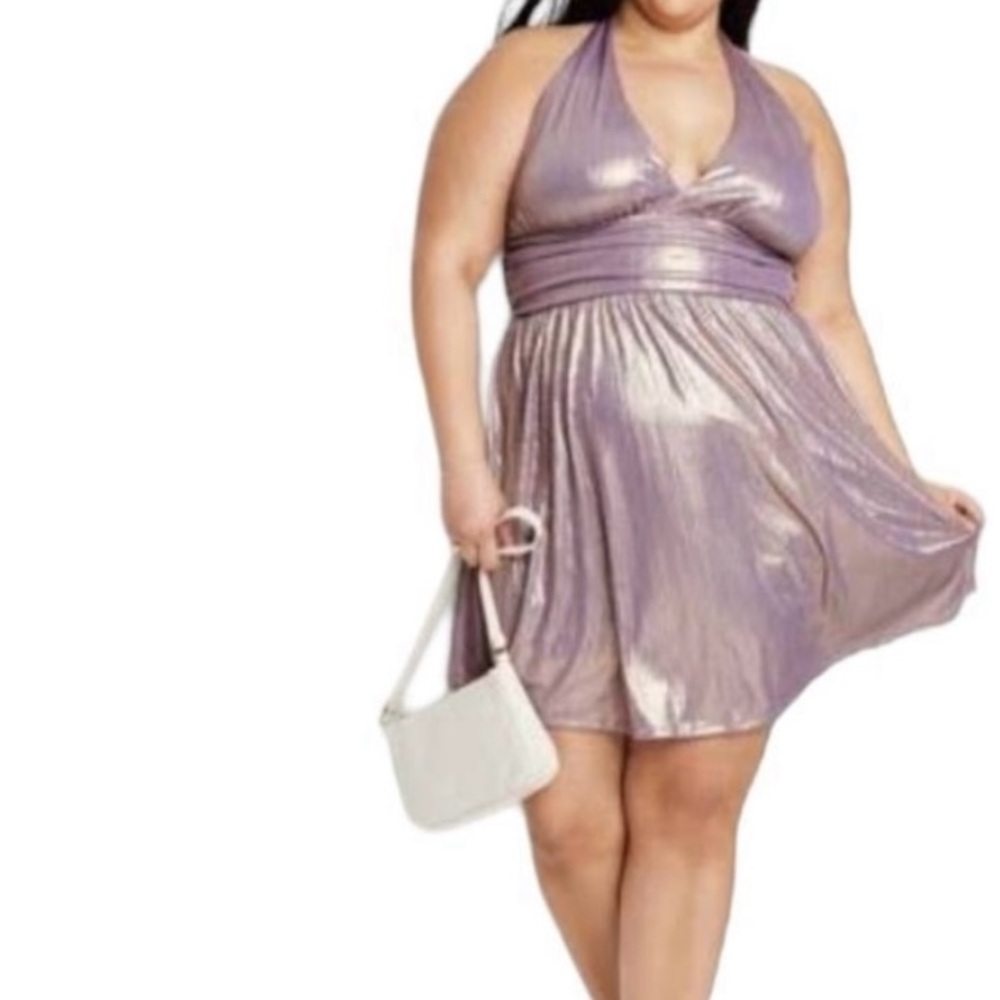 Wild Fable Shimmering Lavender & Gold Halter Dress